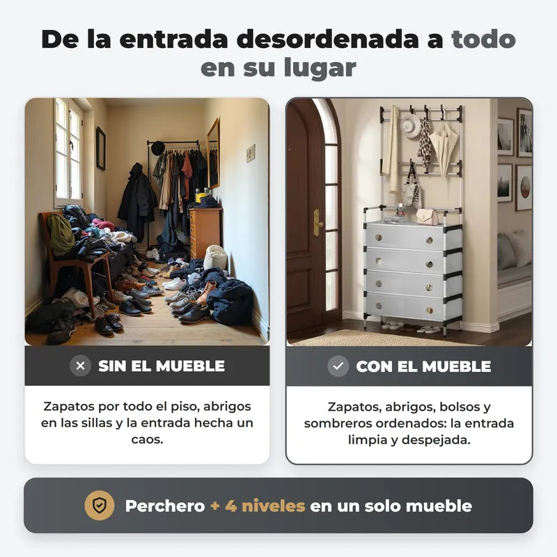 PERCHERO Y ZAPATERA 4 NIVELES